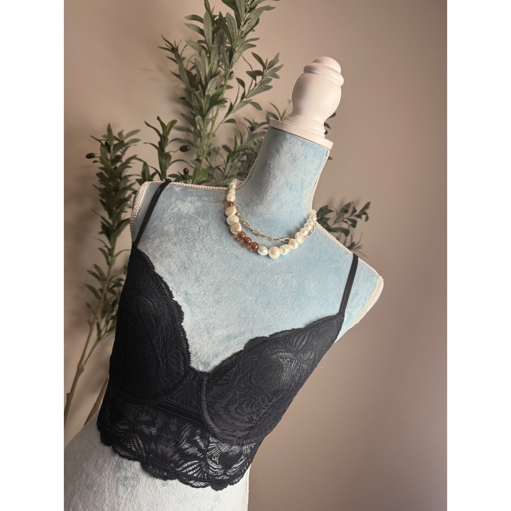 Cosabella Black Floral Lace Longline Underwire Bralette Adjustable Strap NEW 34D - Picture 8 of 12